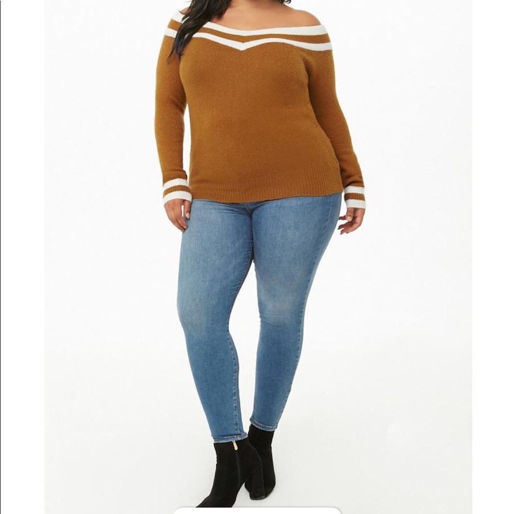 Forever 21+ Sweater in Camel with Cream NWWT